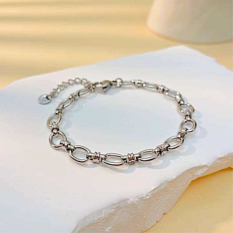 18KT Gold Plated Stainless Steel Chunky Oval Link Chain Bracelet for Women, Marlow