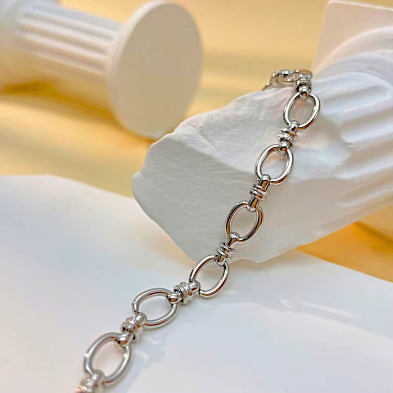 18KT Gold Plated Stainless Steel Chunky Oval Link Chain Bracelet for Women, Marlow