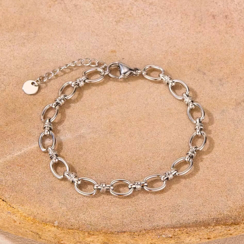 18KT Gold Plated Stainless Steel Chunky Oval Link Chain Bracelet for Women, Marlow