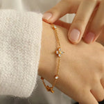 Load image into Gallery viewer, 18KT Gold Plated Minimal Flower and Zircon Stainless Steel Waterproof Bracelet, Mirahi
