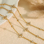 Load image into Gallery viewer, 18KT Gold Plated Minimal Flower and Zircon Stainless Steel Waterproof Bracelet, Mirahi
