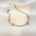Load image into Gallery viewer, 18KT Gold Plated Minimal Flower and Zircon Stainless Steel Waterproof Bracelet, Mirahi
