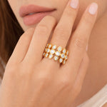 Load image into Gallery viewer, 18KT Gold Plated Pear Cut Cluster Statement Ring, Mirella
