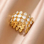 Load image into Gallery viewer, 18KT Gold Plated Pear Cut Cluster Statement Ring, Mirella
