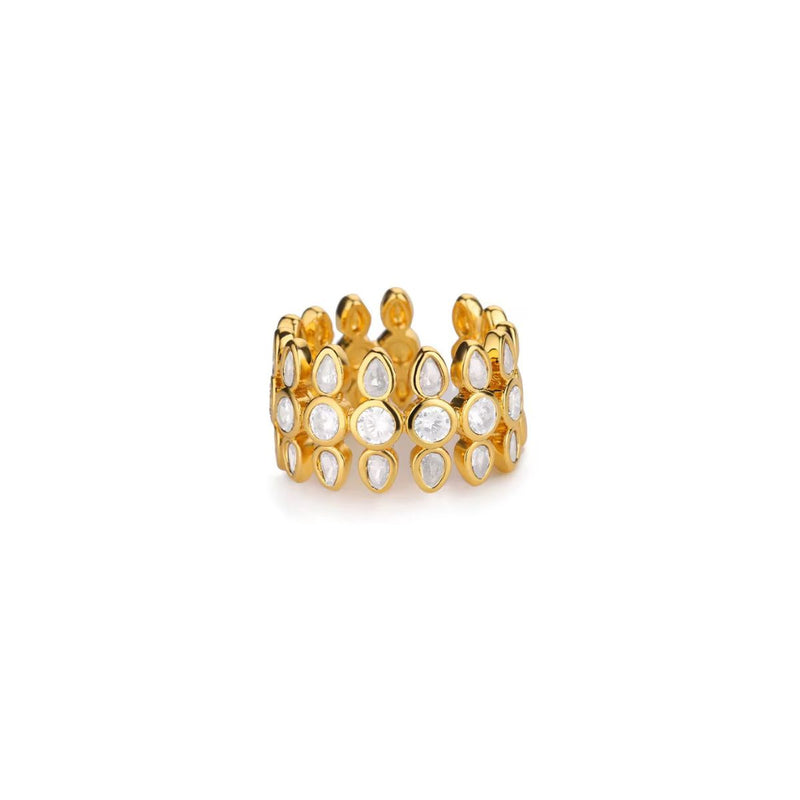 18KT Gold Plated Pear Cut Cluster Statement Ring, Mirella