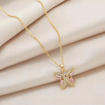 Load image into Gallery viewer, 18KT Gold Plated Pink Butterfly Stainless Steel Waterproof Pendant Necklace, Monarch
