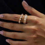 Load image into Gallery viewer, Inaya Modern Festive 18KT Gold Plated Rectangle White Zircon Bezel Finger Ring, Niya
