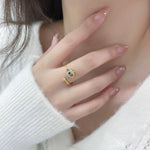Load image into Gallery viewer, 18KT Gold Plated Stainless Steel Evil Eye Adjustable Ring, Nyra

