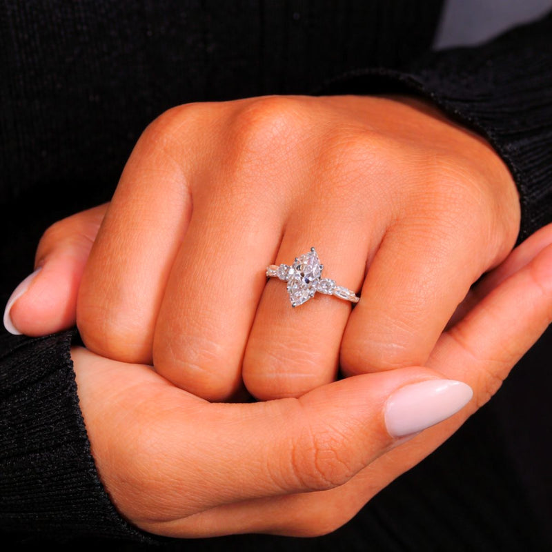 Vintage Marquise-Cut Crystal Halo Ring, Odette