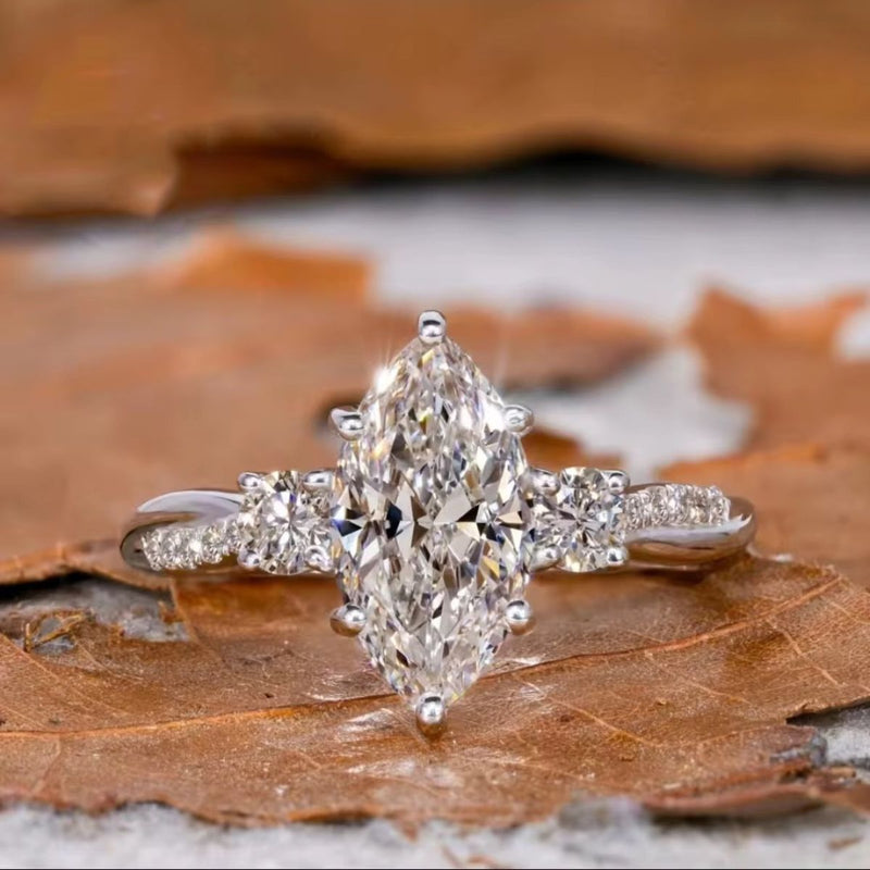 Vintage Marquise-Cut Crystal Halo Ring, Odette