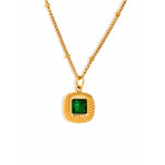 Load image into Gallery viewer, 18KT Gold Plated Stainless Steel Green Baguette Cut Stone Pendant Necklace for Women, Ona