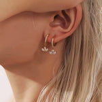 Load image into Gallery viewer, 18KT Gold Plated Three petal floral Charm Stainless Steel Waterproof Earrings, Orchid
