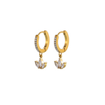 Load image into Gallery viewer, 18KT Gold Plated Three petal floral Charm Stainless Steel Waterproof Earrings, Orchid
