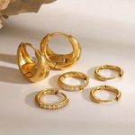 Load image into Gallery viewer, 18KT Gold Plated Dainty Set of Three Bali and Golden Hoop Waterproof Earring Set, Pappilon
