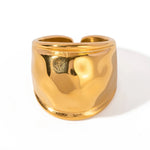 Load image into Gallery viewer, 18kt Gold Plated Hammered Statement Open Ring, Pebble - Inaya Accessories