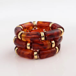 Load image into Gallery viewer, 18KT Gold Plated Sleek Acrylic Brown Bead Bracelet, Petal
