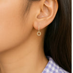Load image into Gallery viewer, 18KT Gold Plated Zircon Studded Sun Charm Stainless Steel Waterproof Earrings, Poppy
