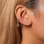 Load image into Gallery viewer, 18KT Gold Plated Zircon Studded Sun Charm Stainless Steel Waterproof Earrings, Poppy
