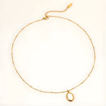 Load image into Gallery viewer, 18KT Gold Plated Stainless Steel Contemporary Oval Pearl Inlay Pendant Necklace, Portia