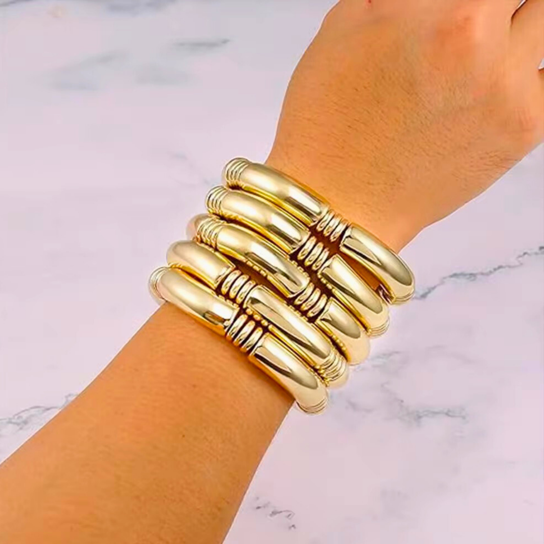 18KT Gold Plated Acrylic & Brass Bead Bracelet, Prism