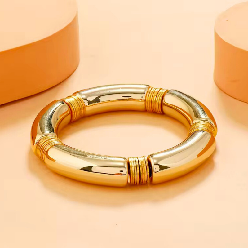 18KT Gold Plated Acrylic & Brass Bead Bracelet, Prism