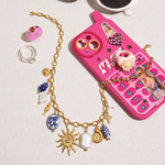 Load image into Gallery viewer, Rainbow Necklace, 18KT Gold Plated Stainless Steel Ceramic Ocean Style Sun Pendant Charm Necklace
