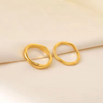 Load image into Gallery viewer, Inaya Modern Festive 18KT Gold Plated Hammered Irregular Stackable Finger Rings, Reisha