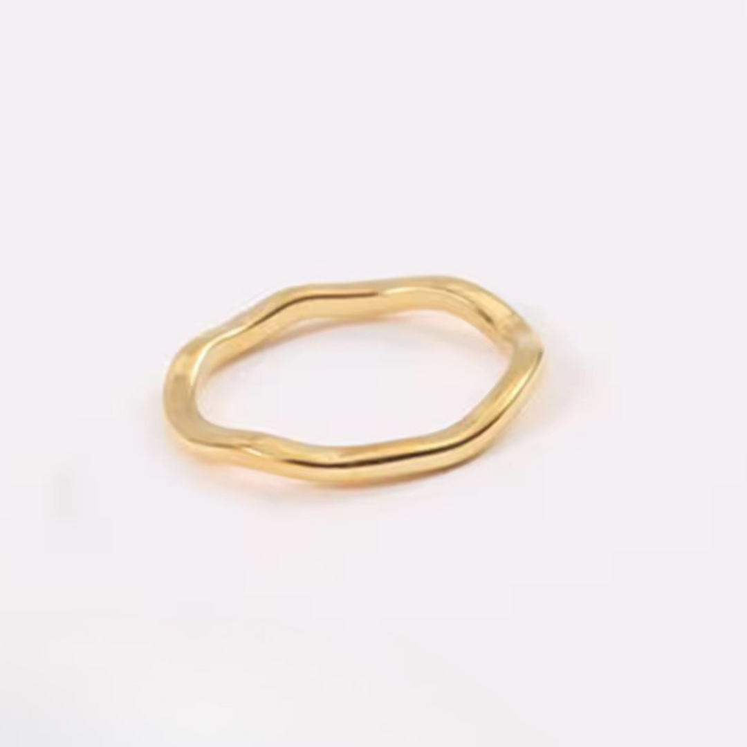 Inaya Modern Festive 18KT Gold Plated Hammered Irregular Stackable Finger Rings, Reisha