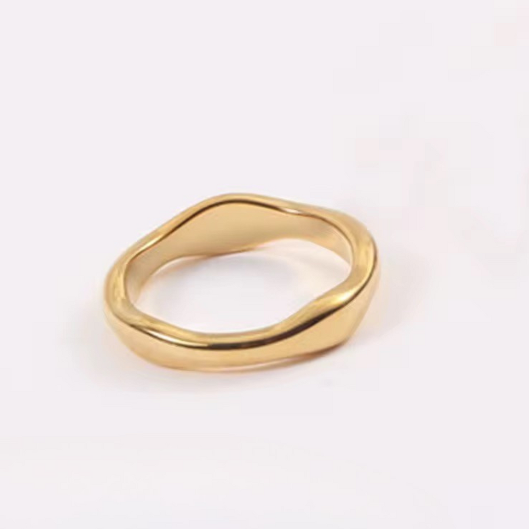 Inaya Modern Festive 18KT Gold Plated Hammered Irregular Stackable Finger Rings, Reisha