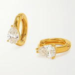 Load image into Gallery viewer, 18kt Gold Plated Tear Drop Zircon Thick Cuff Earrings, Rhea(No piercing required)
