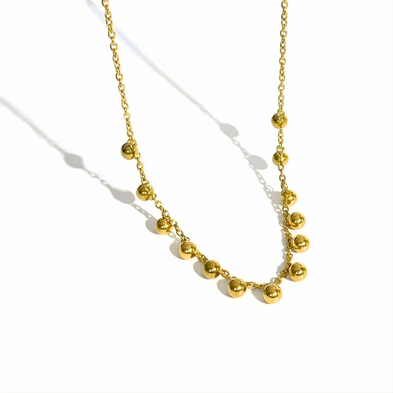 18KT Gold Plated Stainless Steel Gold Ball Drop Necklace for Women, Rosaline