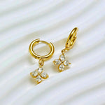 Load image into Gallery viewer, 18KT Gold Plated Zircon Flower Stainless Steel Waterproof Charm Earrings, Rosea
