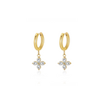 Load image into Gallery viewer, 18KT Gold Plated Zircon Flower Stainless Steel Waterproof Charm Earrings, Rosea
