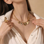 Load image into Gallery viewer, 18K Gold plated Multi Charm Vintage Heart Necklace, Seraphina
