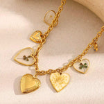 Load image into Gallery viewer, 18K Gold plated Multi Charm Vintage Heart Necklace, Seraphina
