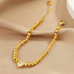 Load image into Gallery viewer, 18 KT Gold Plated Stainless Steel Bead &amp; Heart Zircon Stackable Bracelet, Sunset

