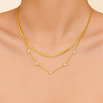 Load image into Gallery viewer, 18KT Gold Plated Elegant Snake Chain and Floral Choker Stainless Steel Waterproof Necklace Set, Sylvie
