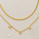 Load image into Gallery viewer, 18KT Gold Plated Elegant Snake Chain and Floral Choker Stainless Steel Waterproof Necklace Set, Sylvie
