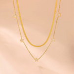 Load image into Gallery viewer, 18KT Gold Plated Elegant Snake Chain and Floral Choker Stainless Steel Waterproof Necklace Set, Sylvie
