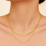 Load image into Gallery viewer, 18KT Gold Plated Elegant Snake Chain and Floral Choker Stainless Steel Waterproof Necklace Set, Sylvie
