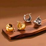 Load image into Gallery viewer, 18KT Gold Plated Stainless Steel Thick Dome Hoop Earrings for Women, Talia