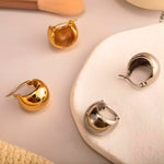 Load image into Gallery viewer, 18KT Gold Plated Stainless Steel Thick Dome Hoop Earrings for Women, Talia