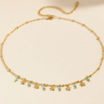 Load image into Gallery viewer, Trinket Necklace, 18KT Gold Plated Stainless Steel Star and Aquamarine Charm Trinket Necklace
