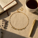 Load image into Gallery viewer, Trinket Necklace, 18KT Gold Plated Stainless Steel Star and Aquamarine Charm Trinket Necklace
