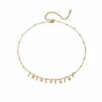 Load image into Gallery viewer, Trinket Necklace, 18KT Gold Plated Stainless Steel Star and Aquamarine Charm Trinket Necklace
