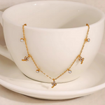 Load image into Gallery viewer, 18KT Gold Plated Leaf and Flower Diamond Choker Stainless Steel Waterproof Necklace, Tulip
