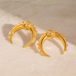 Load image into Gallery viewer, 18KT Gold Plated Crescent Horn Textured Stud Earrings, Veda (pre-order)
