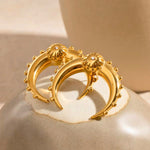 Load image into Gallery viewer, 18KT Gold Plated Crescent Horn Textured Stud Earrings, Veda (pre-order)
