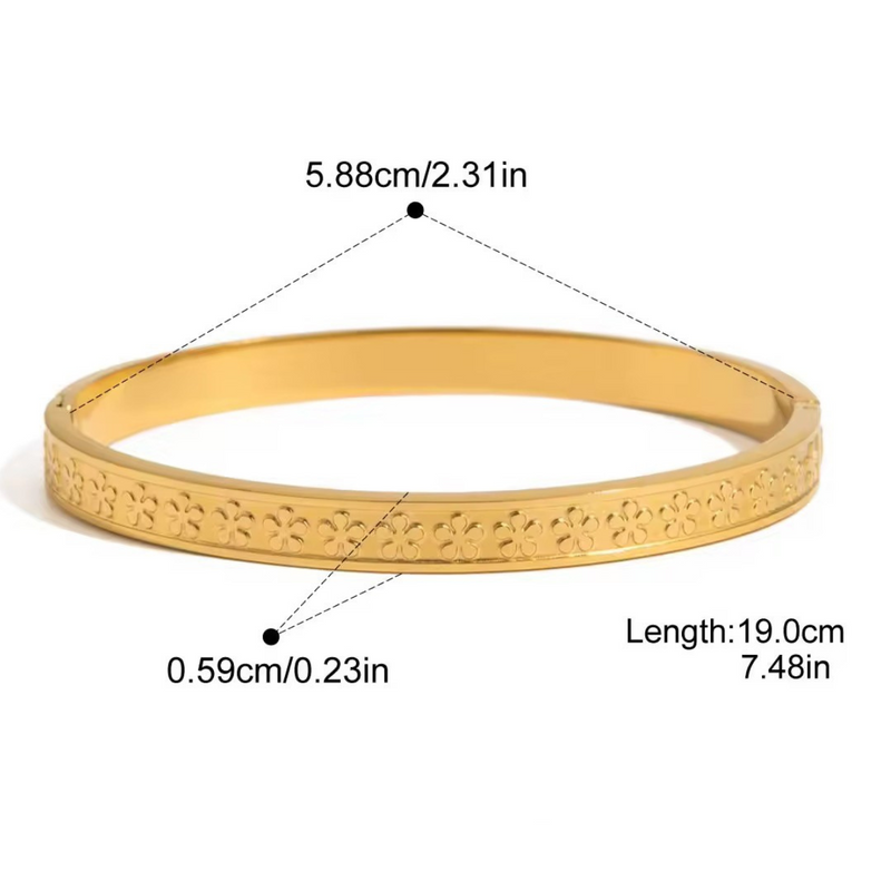 Inaya Modern Festive 18KT Gold Plated Unique Iced Out Floral Cuff Bracelet, Viv