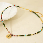 Load image into Gallery viewer, Wave Necklace, 18KT Gold Plated Stainless Steel Retro Beach &amp; Multicolour Beaded Necklace
